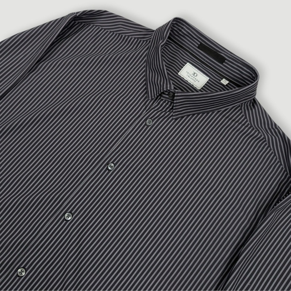 7Diamonds 4-Way Stretch Blaine Button Shirt Mens 2XL Black Striped Performance
